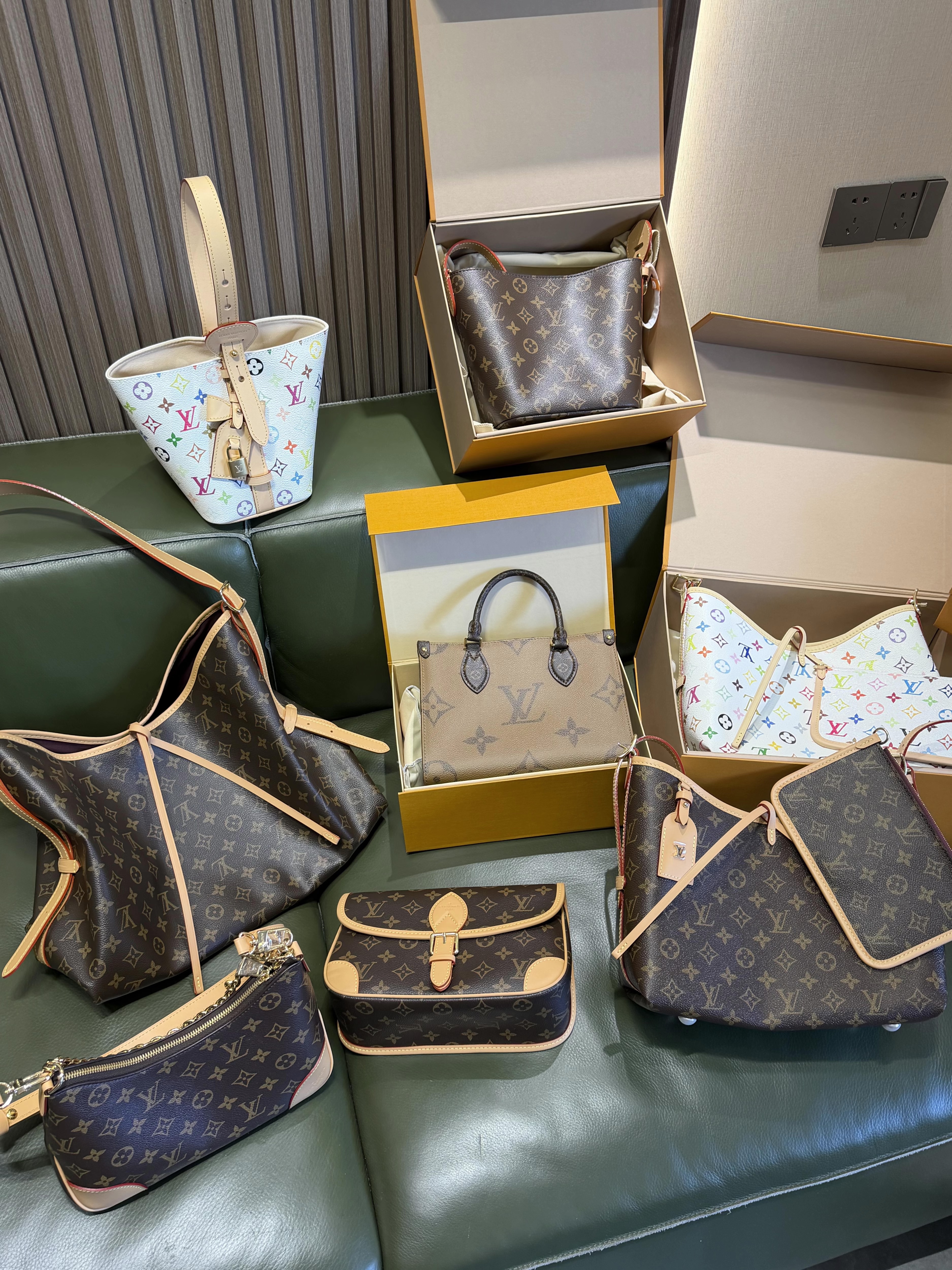 Customer-shared photo of a collection of bags